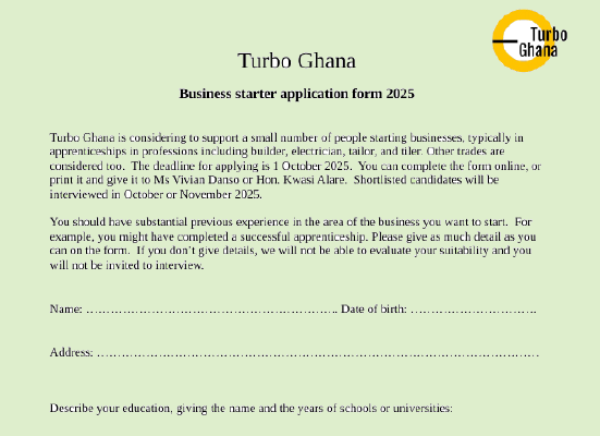 Business starter application